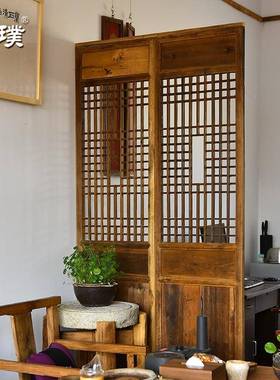 老木隔断全实竖条屏风新中式客厅木简约复th%%j#$*门古雕格花门窗