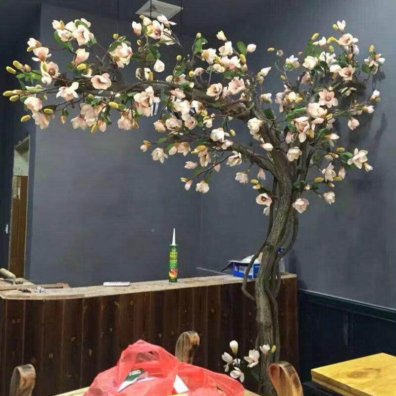 仿真玉兰花树仿植物树大真型落地花艺窗IXO装饰假花室假橱内客厅