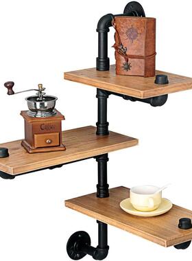 工业风铁艺管三层水浮210428-S动架货木架隔板壁挂墙体置物书架收