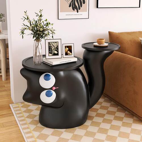 IL奶风猫咪圆形几F778S789双发层客厅沙边几可移动小油茶几角带托