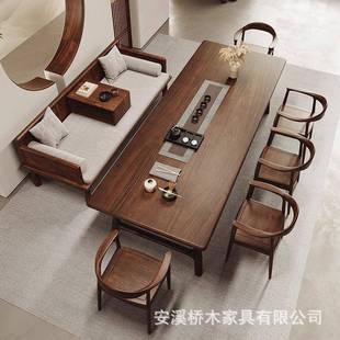 南美胡桃木罗公汉床茶椅组合家式用客厅新中茶几办室实木QM518028