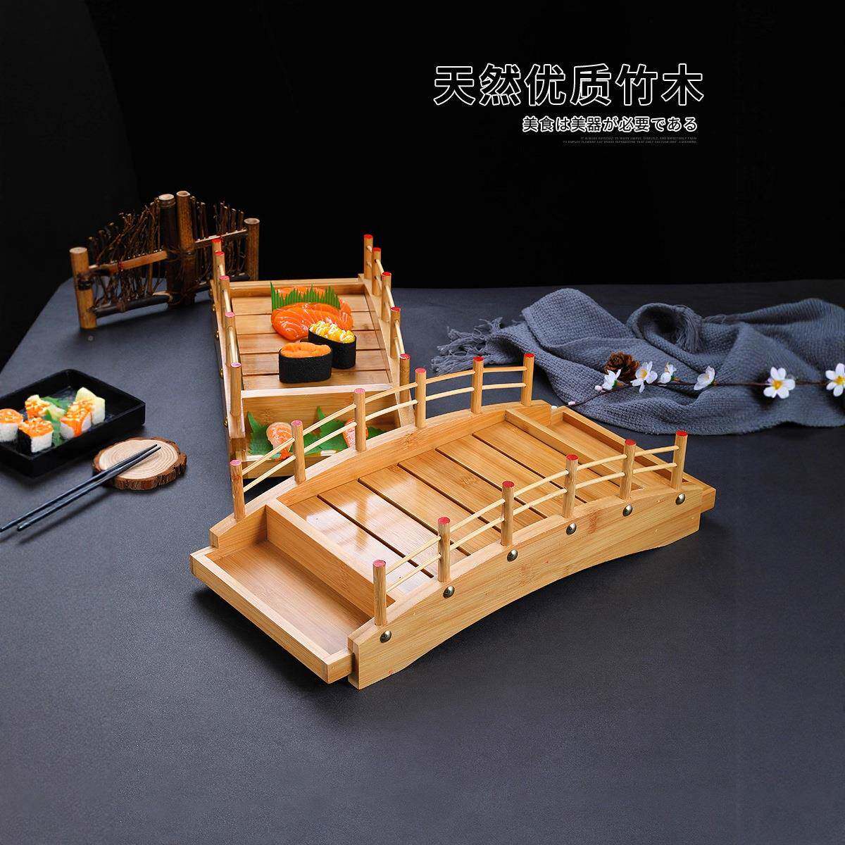 日式冰寿船司竹船木船竹制桥餐具刺身拼盘料理干拼拱DKX盘龙船寿
