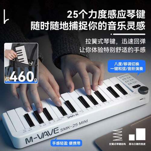 MJIY键-VAVESM5K-2mii盘音乐编曲专业迷你控制器midin电音打击垫