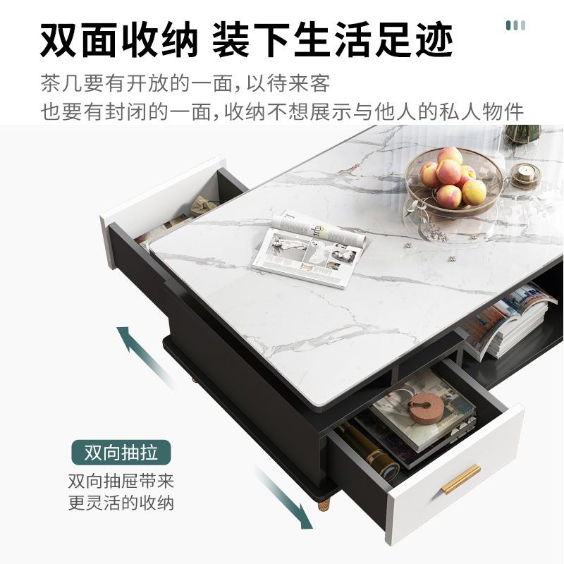 茶几轻奢现代玻璃81茶几理小桌型大石纹茶台子户边几茶几桌客厅家