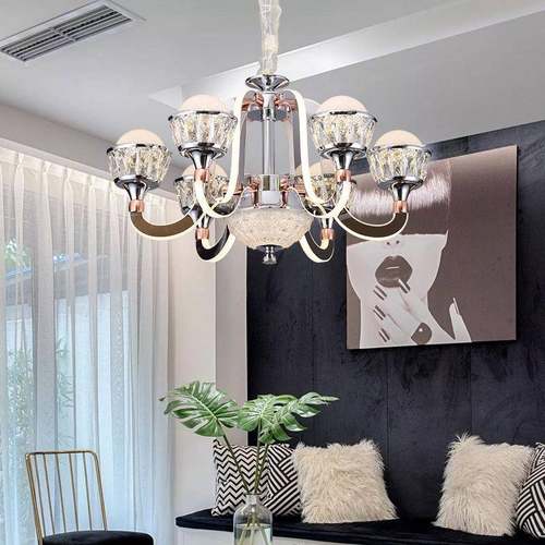 客厅别超亚克力灯383臂发光水晶吊灯现代轻奢酒店大墅中空大吊亮