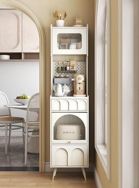 9法式岩餐板边柜客餐厅DJ-SX-CB奶油风窄柜高柜物一体厨房储U柜夹缝柜边柜