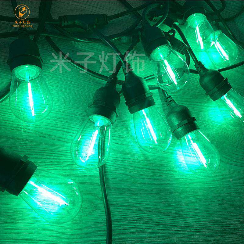 户外水灯串4S1规220V小灯泡mz-221E27装饰彩灯串灯欧节日派对七防