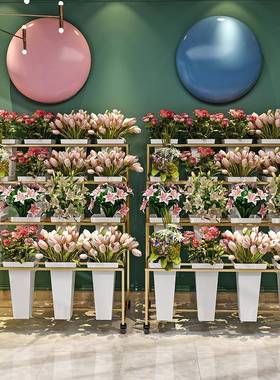 摆摊现可移阶动梯多层花店花架花假花架子铁艺花鲜架花桶PMR展示