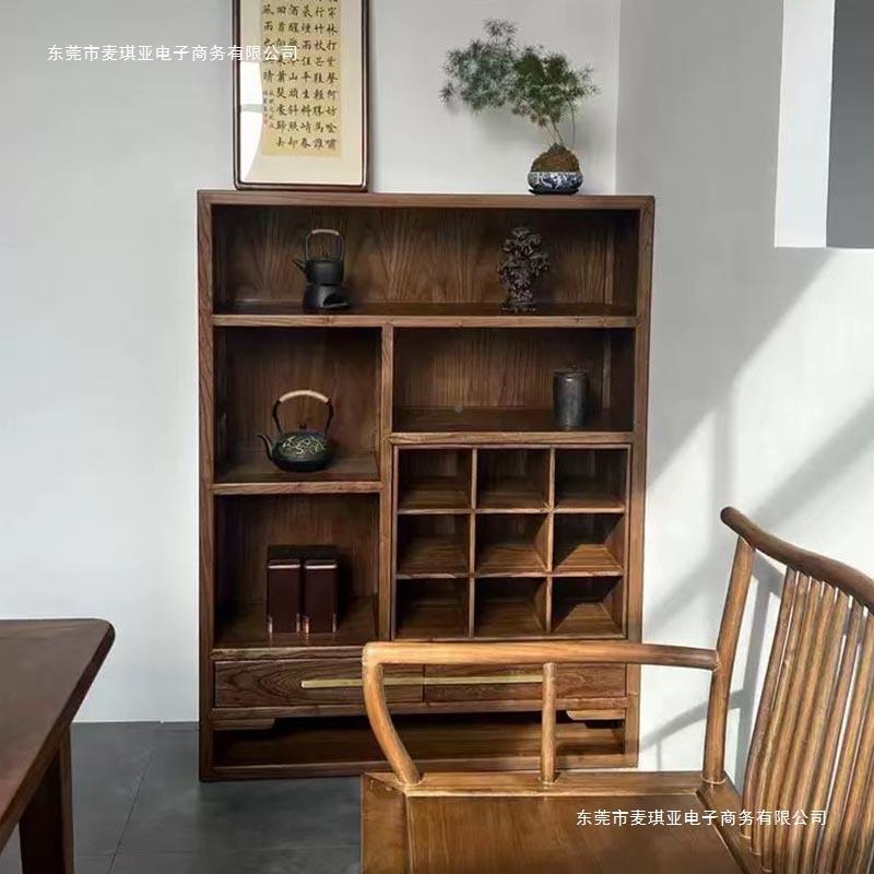 新宝中式博0014古实木书柜展示柜老榆木多阁室茶置物架茶柜架收纳