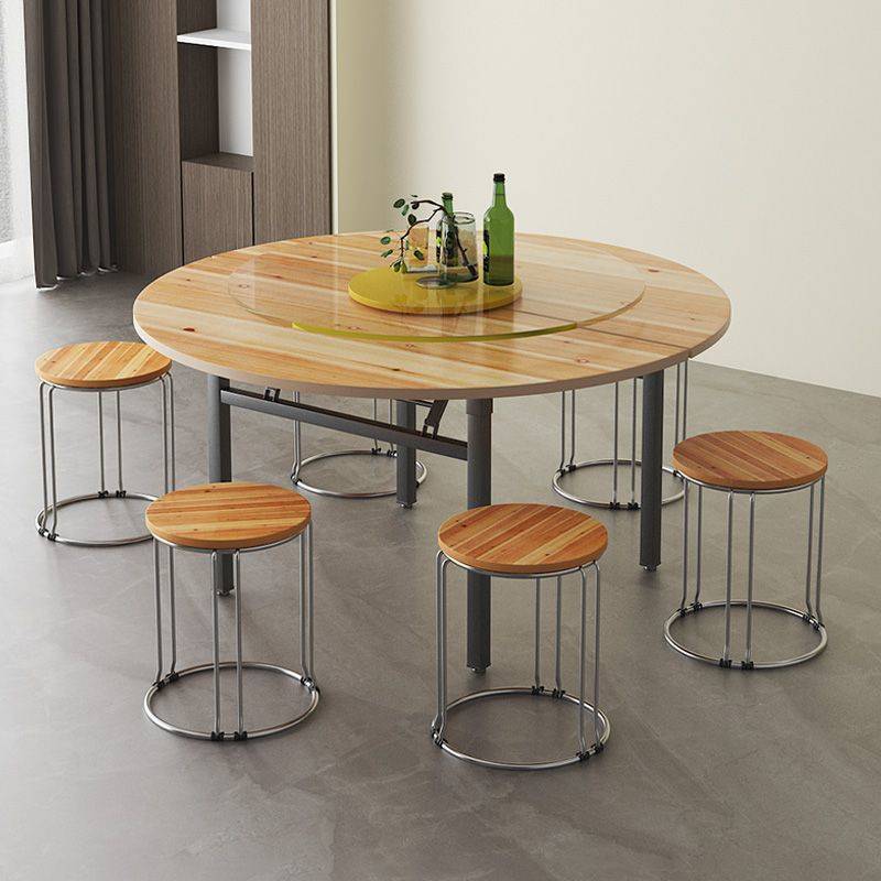 加厚大圆桌面板折叠饭桌家用实木人台面转盘10圆形对折简易餐桌20