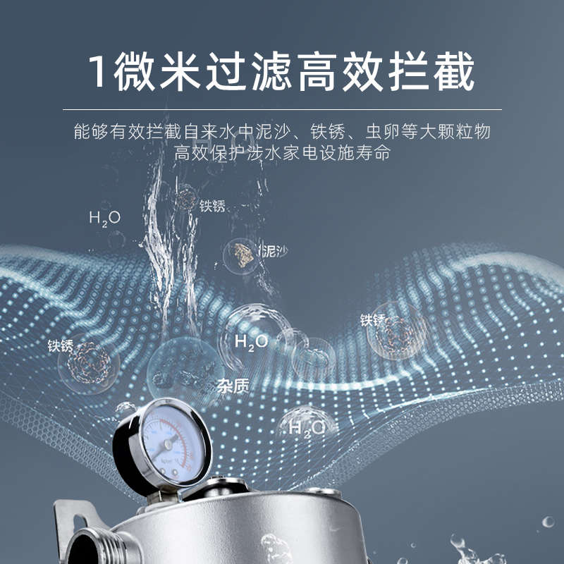 净派森不锈钢前置过滤器10寸20寸大白瓶蓝瓶家用全屋净水器小钢