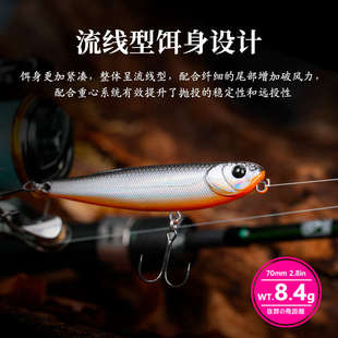 DW73水面系浮水铅笔70mm 钓之屋 8.4g之字狗路亚饵翘嘴鲈鱼狗鱼