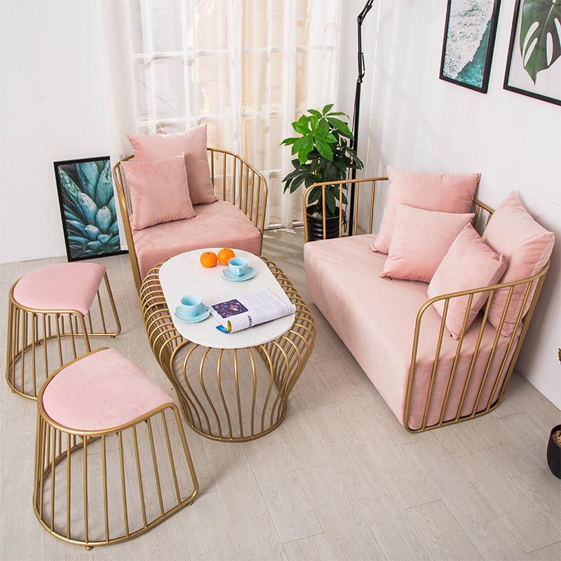 北欧现代简约铁艺沙发组合茶几客厅休闲个性轻奢茶几小户型家具