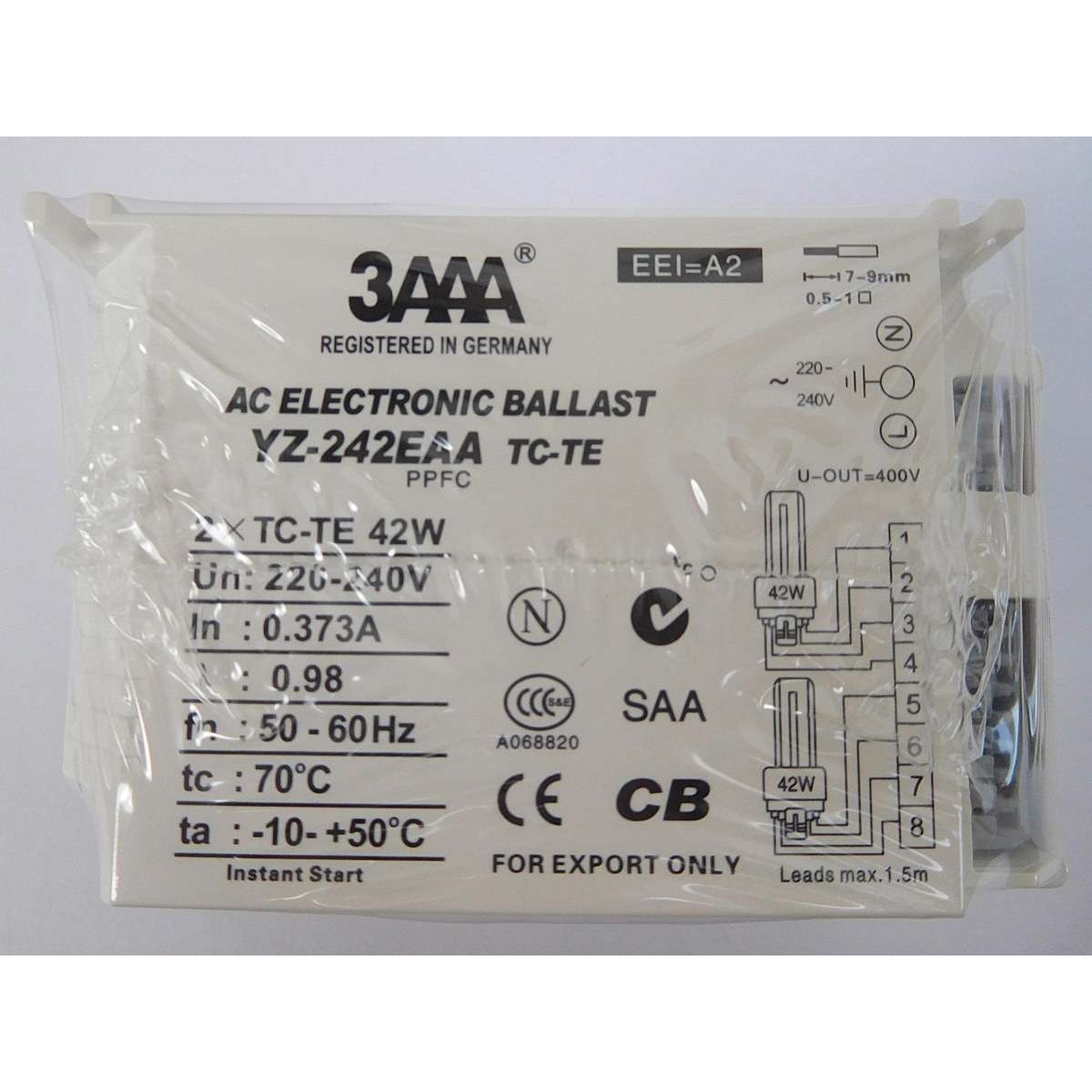 3AAA YZ242EAA TC-TE 2*TC-TE42W 一拖二42W筒灯镇流器