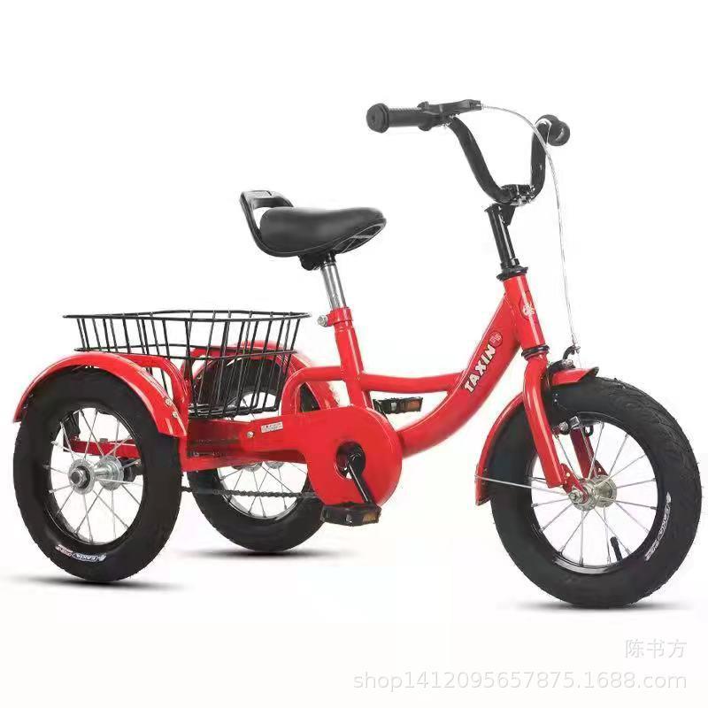 儿童三轮车带斗1-5岁宝宝脚踏车双人脚蹬三轮车轻便12寸自行车