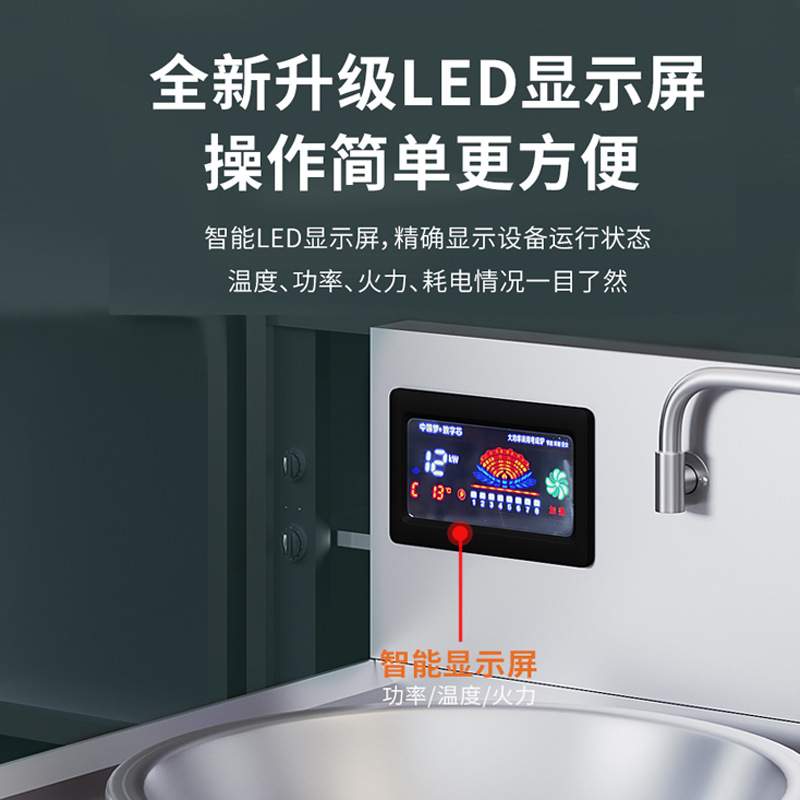 厨房商用双头电磁炉大锅灶食堂饭店专用20KW不锈钢大炒炉猛火灶