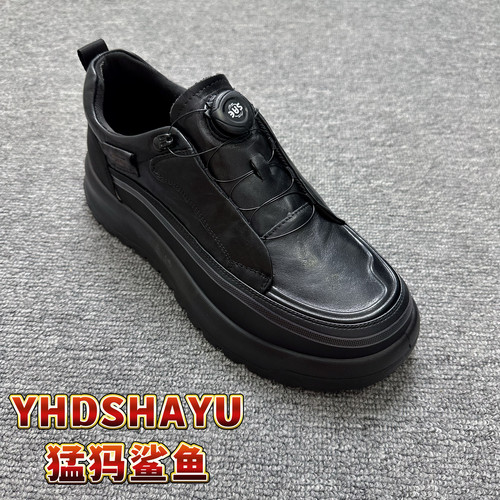 【头层牛皮】广州正品新款真皮旋扣脚蹬运动轻便防滑商务休闲皮鞋