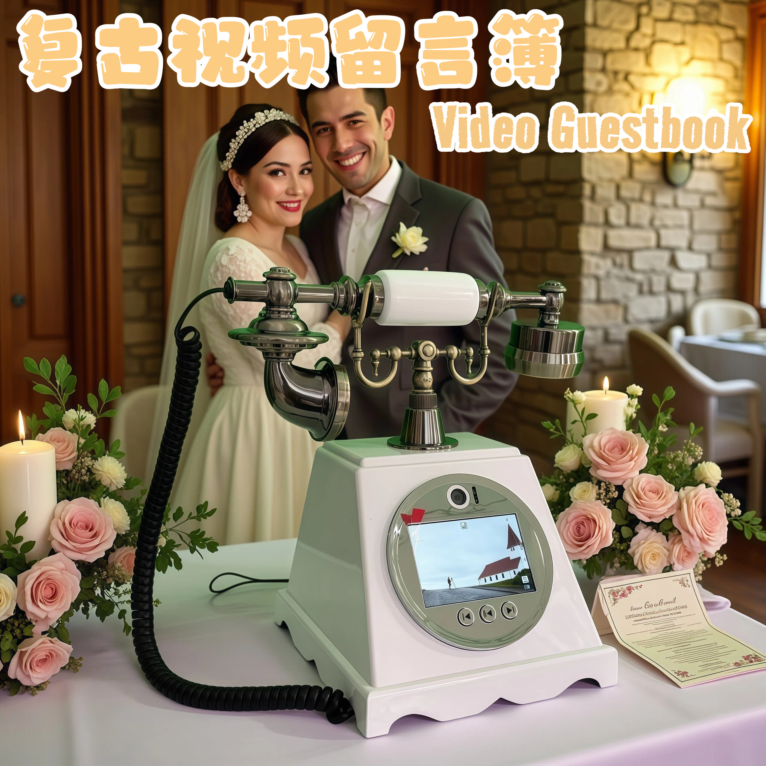 婚礼爆款-复古视频留言电话机