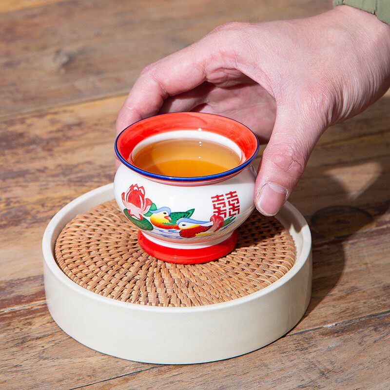 手绘复古陶瓷小容量主人茶杯