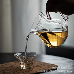 玻璃福袋公道杯带手柄高硼硅耐热分茶器家用高档匀杯茶海功夫茶具