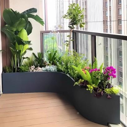 艺户外铁花箱装别家用阳台墅庭院种植花R-80槽箱公园商场饰铁艺花
