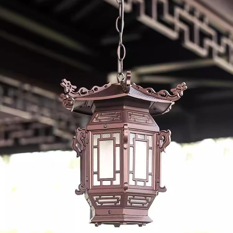 923仿古灯笼国式风吊灯宫灯中六角亭古亭典阳门台凉庭院口吊灯花
