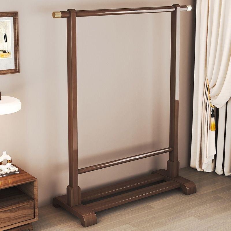 60-2家用挂衣简架地卧室床实木易衣帽落架现代简约房间挂衣边服的