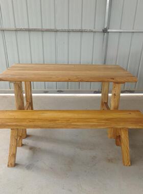 10L纯实木桌书BCX子老A木榆茶桌简约家用民俗原木桌餐桌长桌吧台