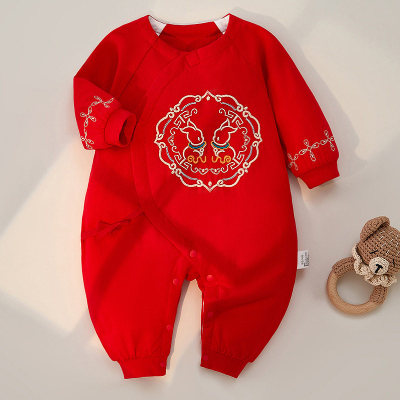 婴儿连体衣冬装夹棉新生儿宝宝衣服保暖冬款卡通春秋加厚哈衣爬服