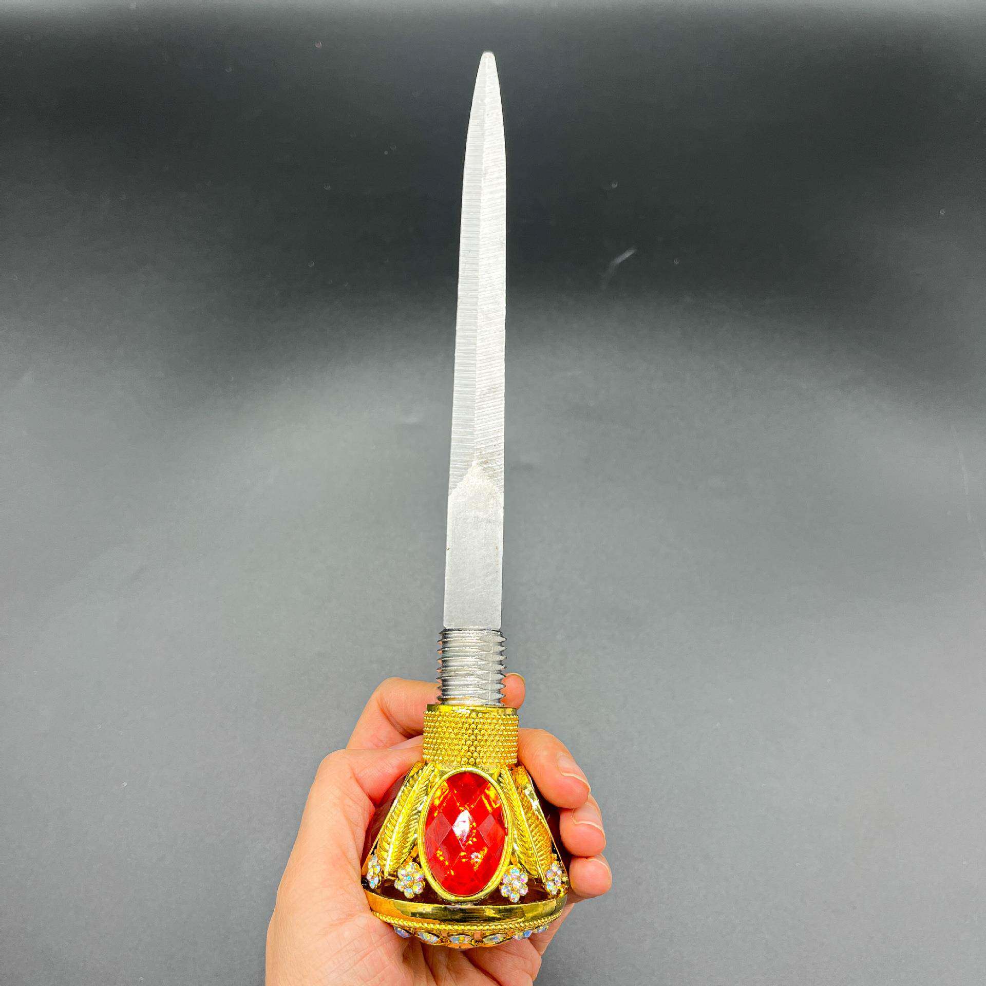 合TW020金文明杖权杖伦权豪华红带剑宝石手杖老人英防滑武器道具