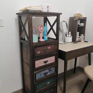 美式木斗柜复古床头柜抽屉式卧室收纳柜客实能边柜多厅功置TEE物