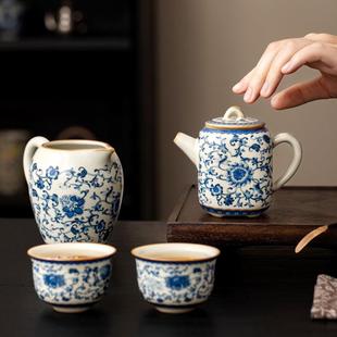 2方茶壶泡家用单个高档2024新款 窑花缠青枝莲有茶 陶瓷一人汝用单