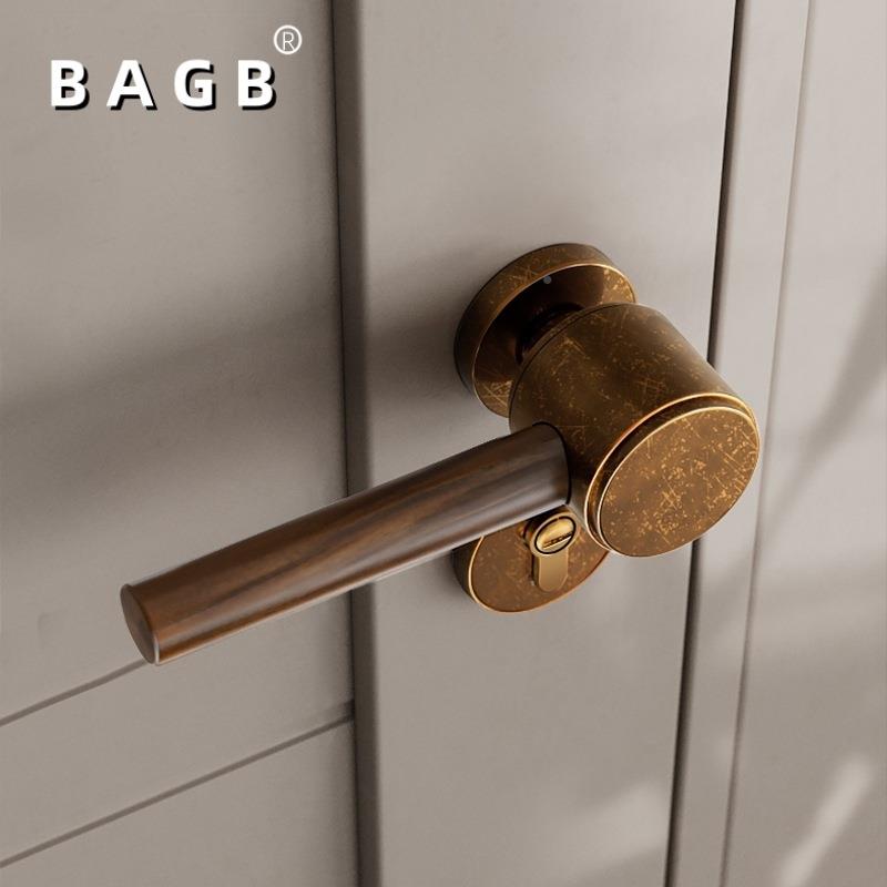 BA用GB室内卧胡室家VML木门把手磁吸静音锁复古咖灰系中列式桃木
