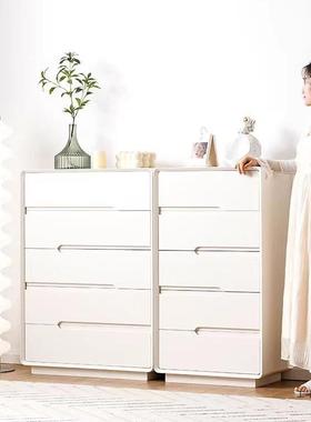 全实木八斗柜质极皮简收奶油风尾纳床柜现代简约客厅五六斗FRF边