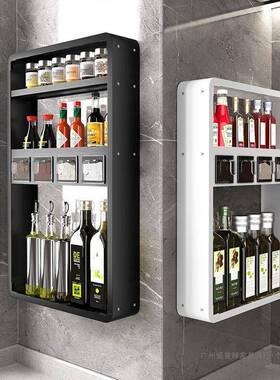 厨房物架调置料壁挂式IUS味免打孔用收纳架家墙上调品佐料多功能