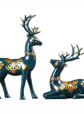 现代奢麋鹿摆件柜家居客厅电柜酒装饰品视桌面玄关小轻JOJ摆设梅