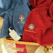 碎朵家居520情人节创意纪念定做情侣绣字纯棉吸水高档浴巾大毛巾