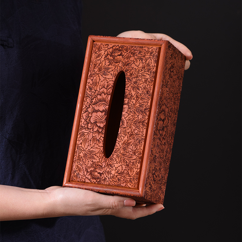 红花梨木纸巾盒实木茶几高档中式复古抽纸盒长方形饭桌餐纸收纳盒