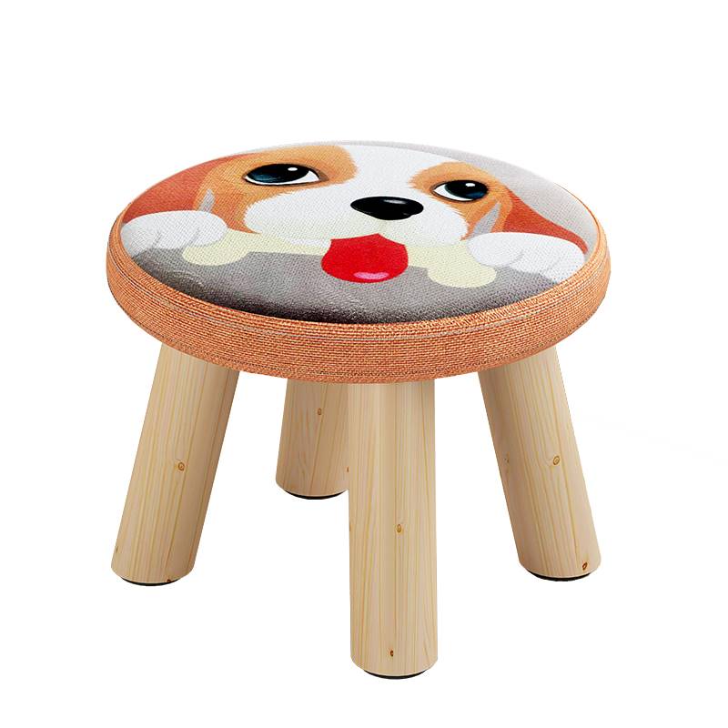 实木小凳子家用矮凳门口换鞋凳创意时尚卡通客厅布艺沙发凳圆凳子