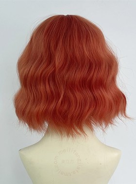脏橘色假发女全头套橙色短卷发cos万用羊毛卷蛋蛋卷头lolita欧美