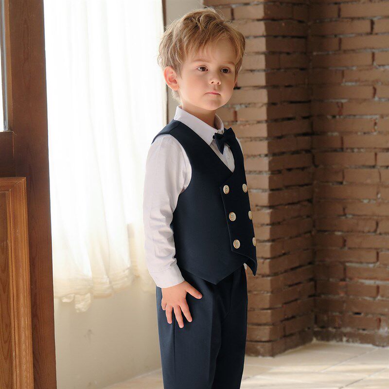 男童西装礼服儿童生日西服马甲衬衫演出服装套装男孩宝宝花童婚礼