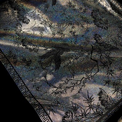 【星光螺钿】仙游丹顶鹤马面裙面料春夏薄款暗纹织金提花服装设计