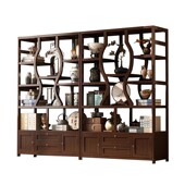 博古架实木新中式 茶叶茶具展示柜茶室隔断茶柜多宝阁摆件置物架子