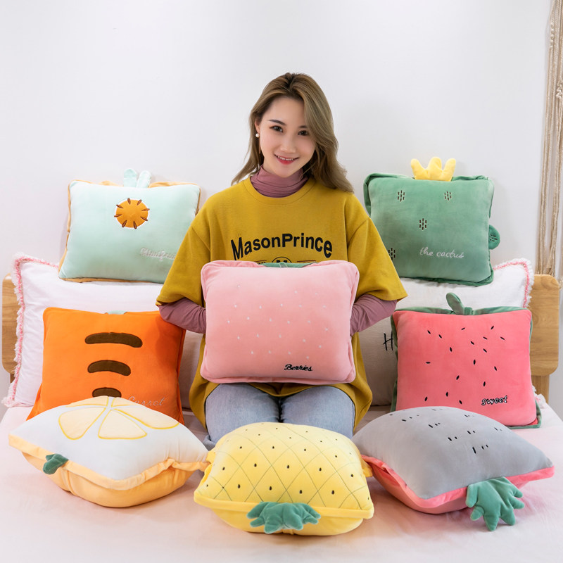 新款夏季水果空调被抱枕女生睡觉靠垫可爱毛毯办公室午睡枕头沙发,居家布艺,抱枕被,淘宝优惠券,粉丝福利购,淘宝优惠卷