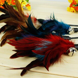 猫咪玩具 彩色羽毛逗猫棒猫 含有铃铛响声玩具 猫咪玩具响声彩色