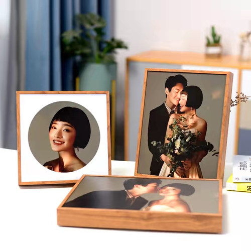 相框摆台 洗照片定制北欧实木水晶高档简约婚纱照全家福 10寸相片