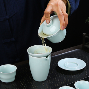 茶壶盖碗茶杯防烫家用陶瓷茶具客厅简约泡茶器整套 功夫茶具套装
