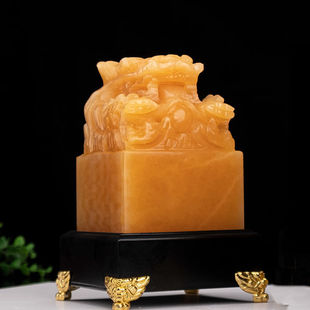 天然玉石龙凤呈祥玉玺凤凰印章传国定制客厅玄关酒柜中式吉祥摆件