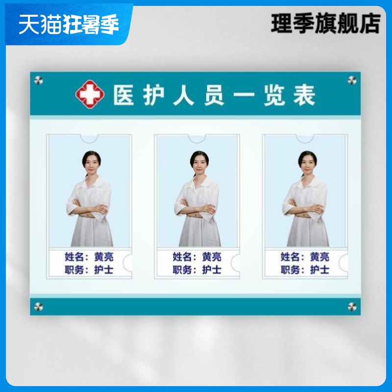 医院员工信息公示栏医护人员一览表医务工作岗位牌公示牌值班护士