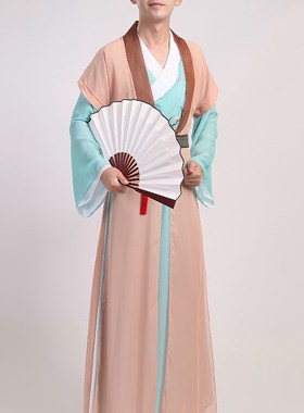 书简舞演出服孔子舞男款古典舞纸扇书生扇子舞汉服古装表演服装